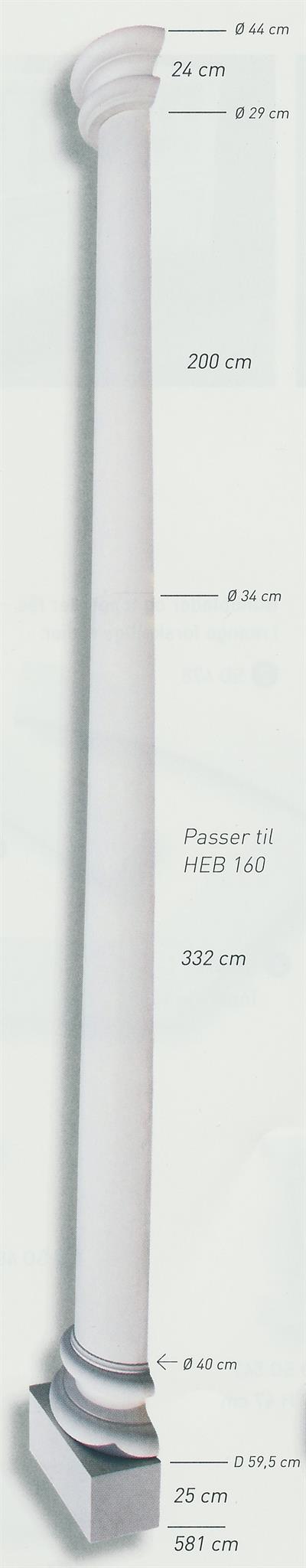 Halvsøjle - 581 cm.